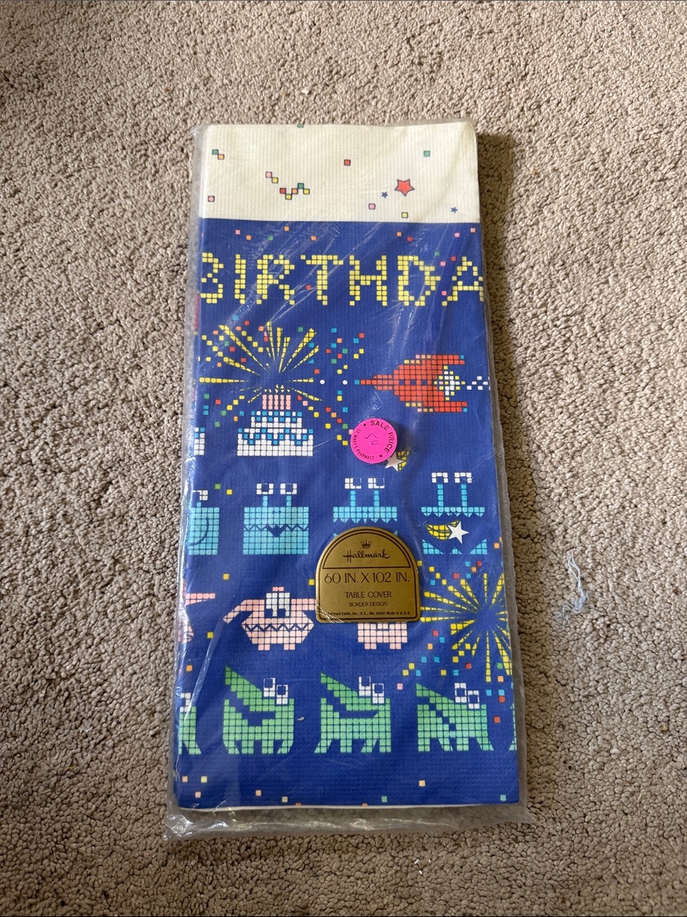 Vintage Hallmark Video Game Theme Happy Birthday Tablecloth